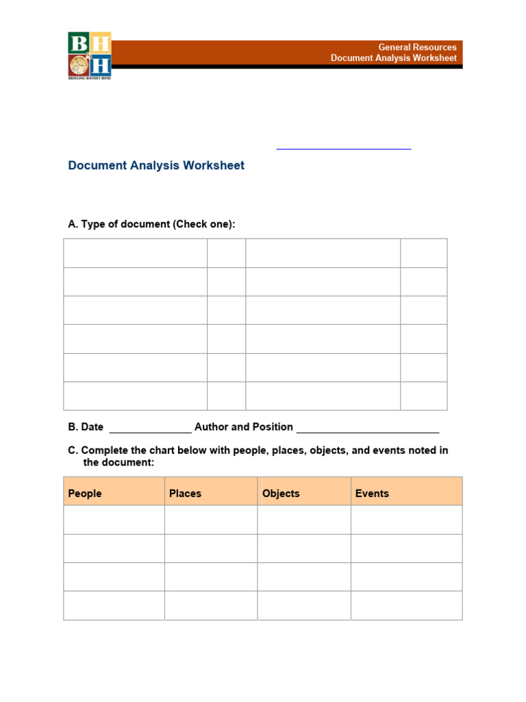 Document Analysis Worksheet | PDF