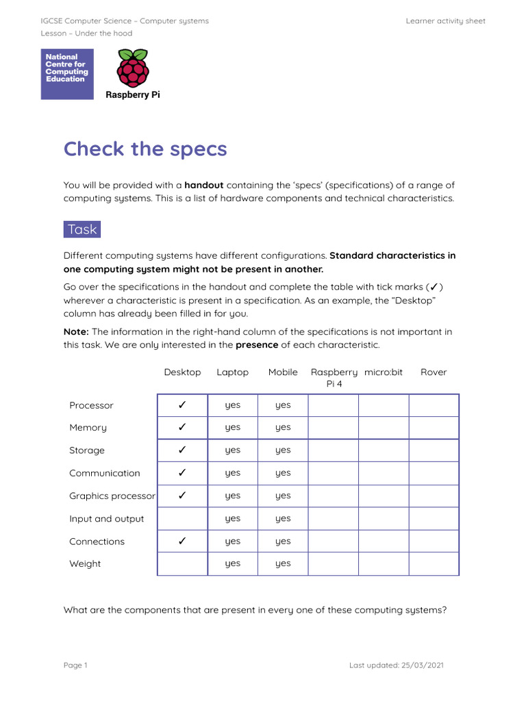 Similarities in Computing Systems Specs | PDF | Desktop Computer ...