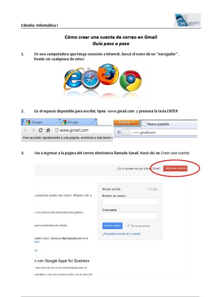 Crear cuenta de correo en Gmail | PDF | Gmail | Correo electrónico