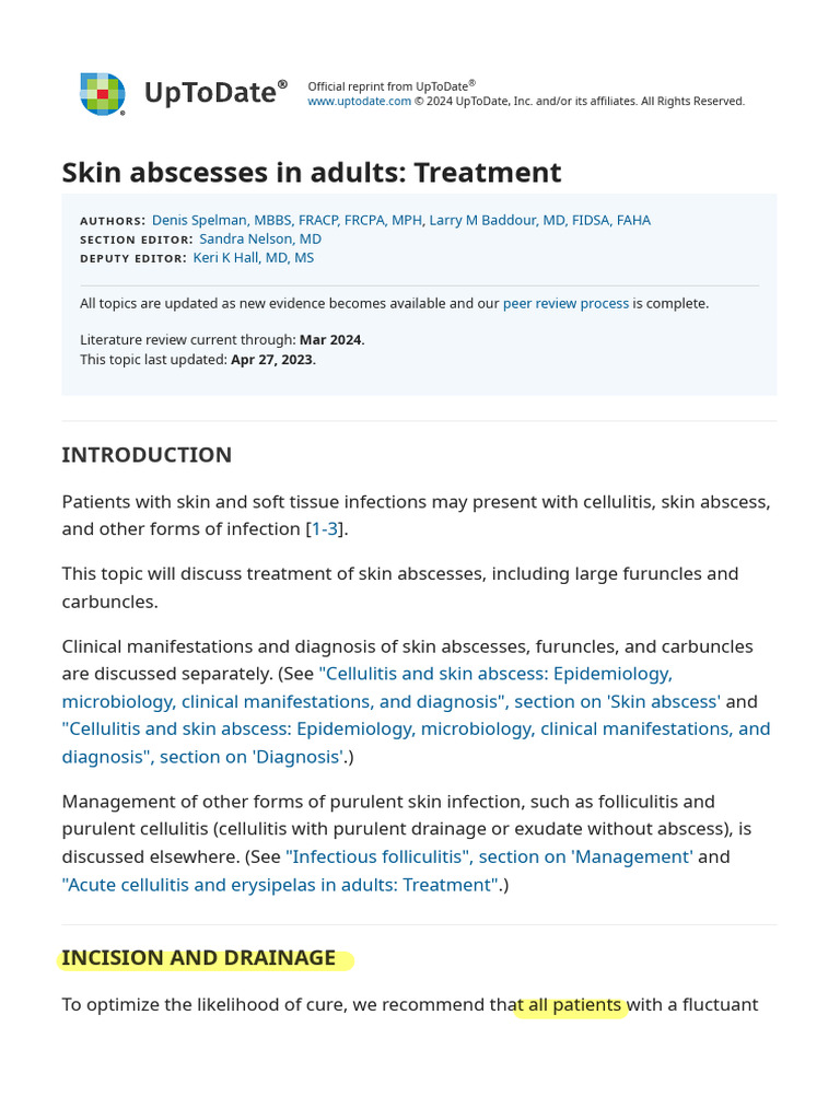Skin Abscess Treatment Guidelines | PDF | Methicillin Resistant ...