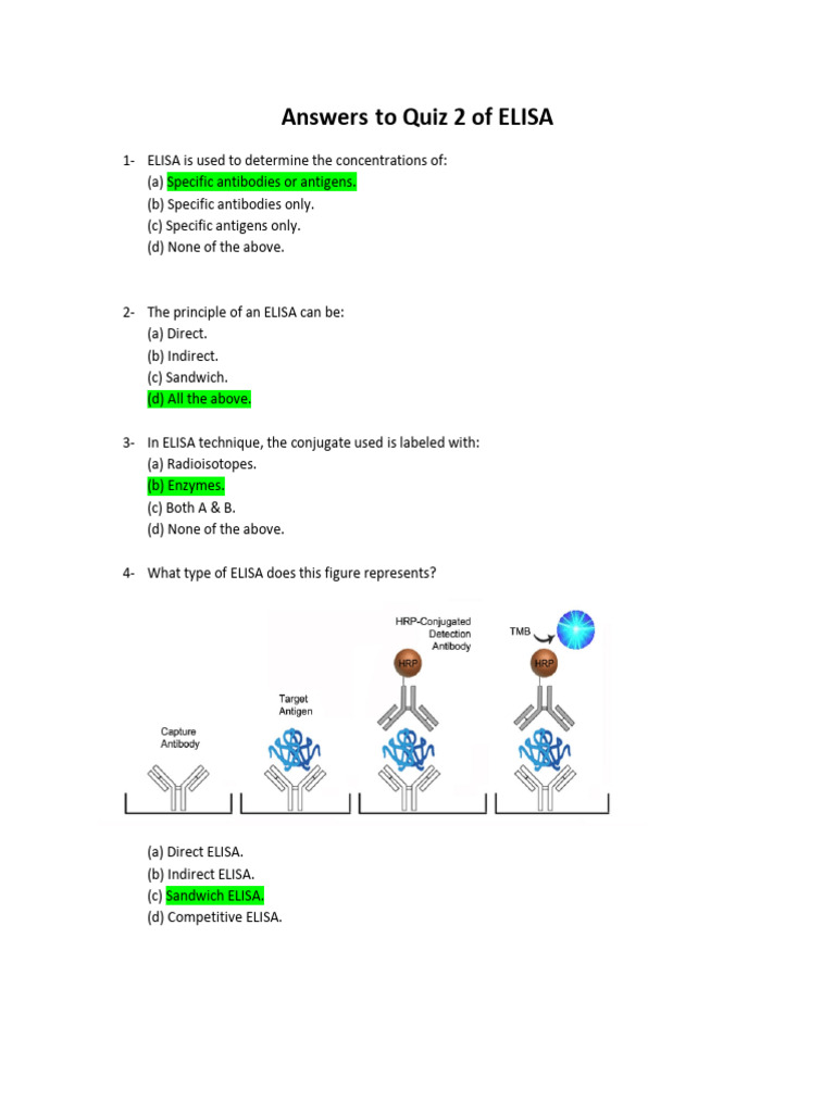 ELISA Quiz 2 Answers | PDF
