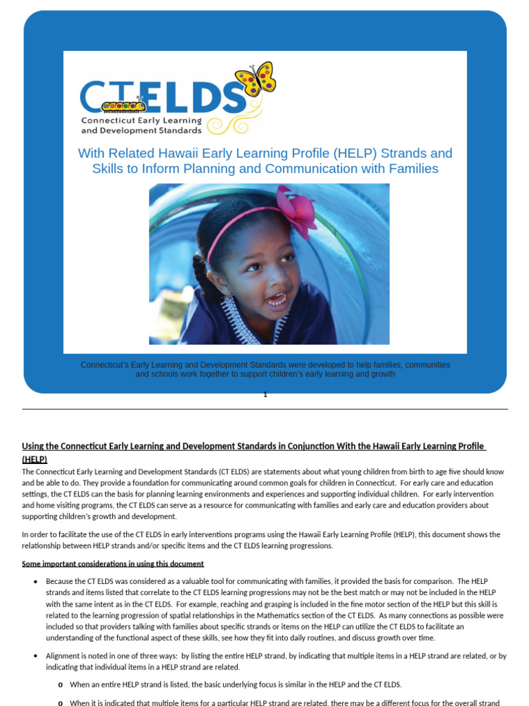 CT ELDS and HELP Alignment Guide | PDF | Attachment Theory | Emotional ...