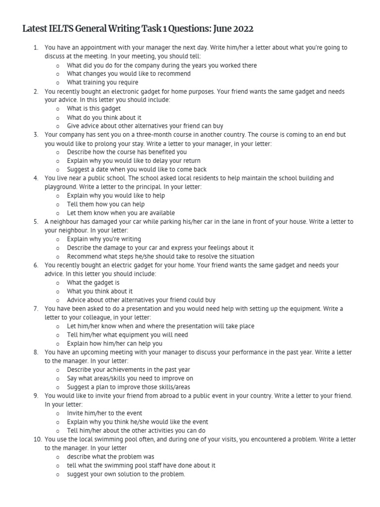 June 2022 IELTS General Task 1 Questions | PDF | Chess | Chess Theory