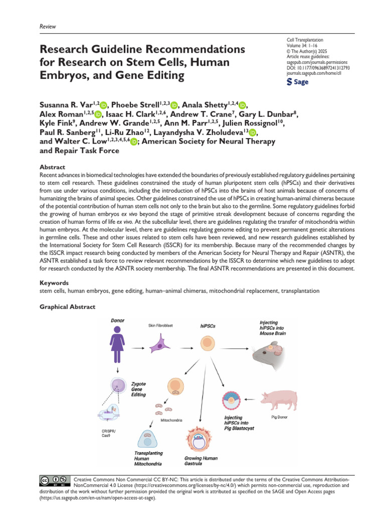 Guidelines for Stem Cell Research | PDF | Mitochondrial Dna | Stem Cell