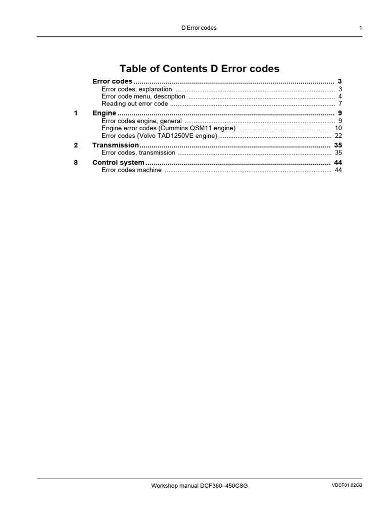 DCF360-450CSG Error Codes Manual | PDF | Throttle | Sensor