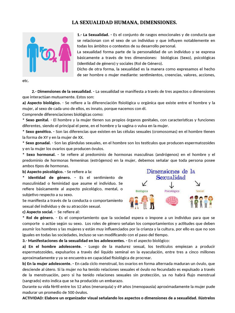 Dimensiones de la Sexualidad Humana | PDF | La sexualidad humana | Sexo