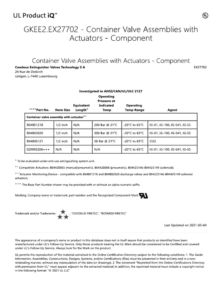 Container Valve Assemblies With Actuator | PDF