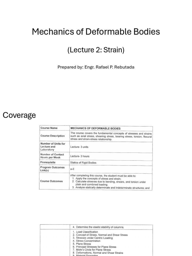 Mechanics of Deformable Bodies 2. Strain | PDF | Deformation ...