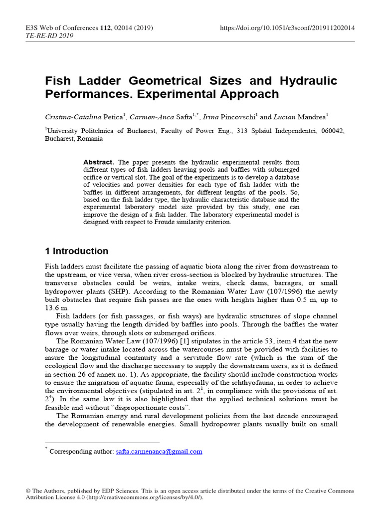 Fish Ladder Design: Hydraulic Analysis | PDF | Flow Measurement ...