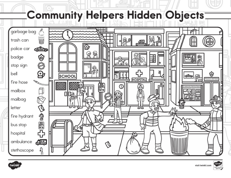 BW Community Helpers Hidden Objects Activity | PDF