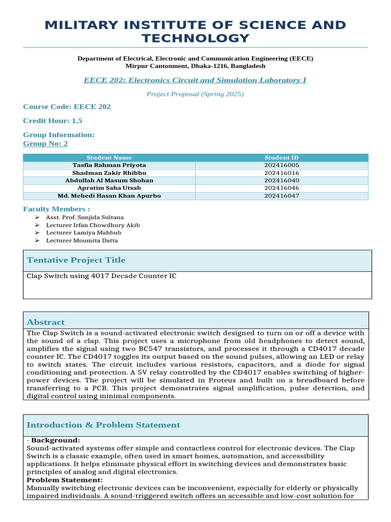 EECE 202 Project Proposal GROUP-2 | PDF | Amplifier | Electronics
