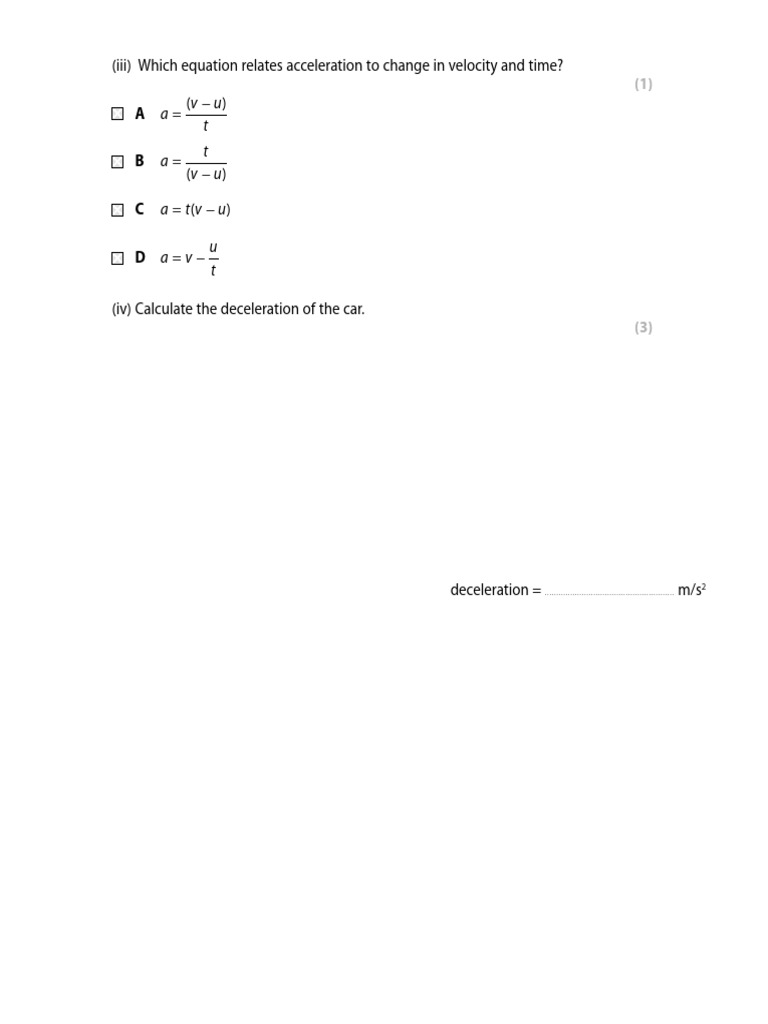 Acceleration and Deceleration Equations | PDF