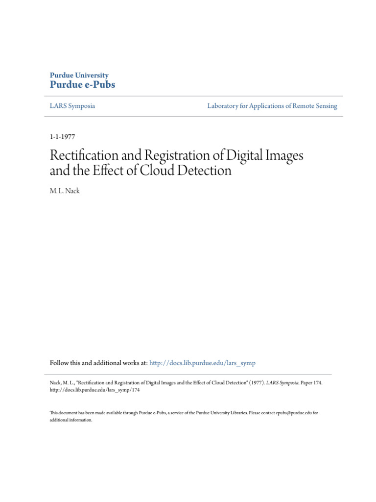 Rectification and Registration of Digital Images and The Effect of ...