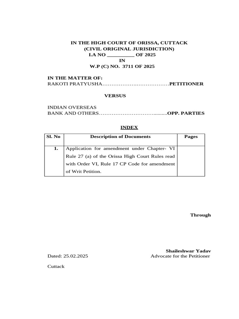 Amendment Application for Writ Petition | PDF | Justice | Crime & Violence
