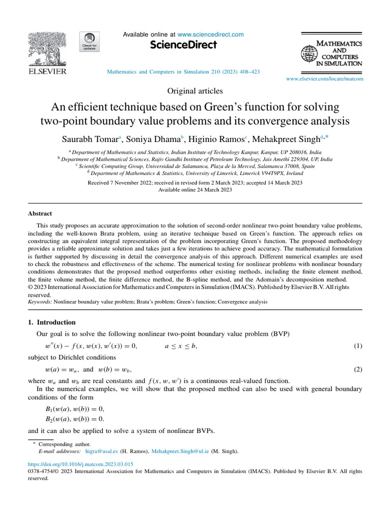 Green's Function for Nonlinear BVPs | PDF | Finite Element Method ...