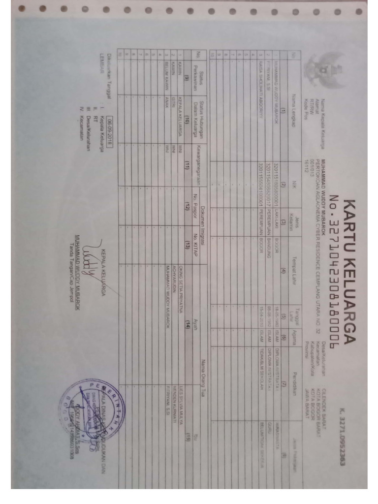Kartu Keluarga (KK) | PDF