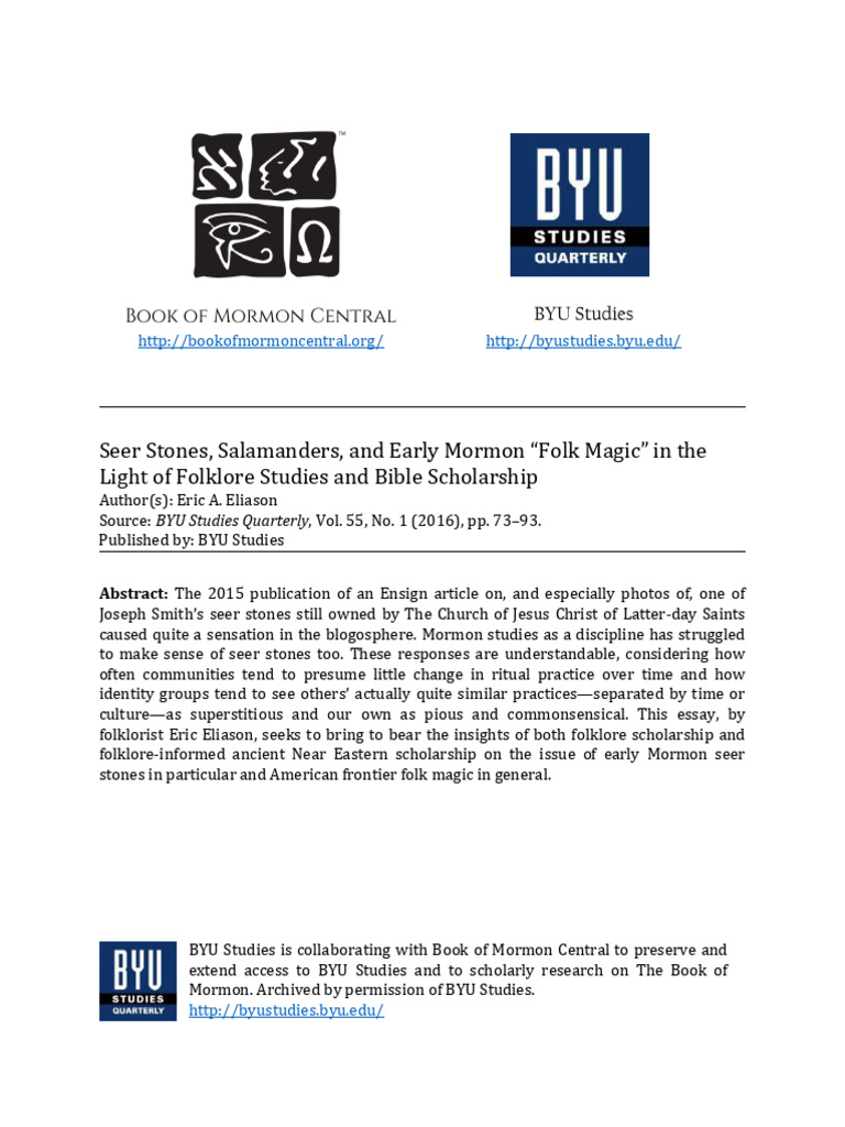 Early Mormon Folk Magic Insights | PDF | Folklore | Restorationism