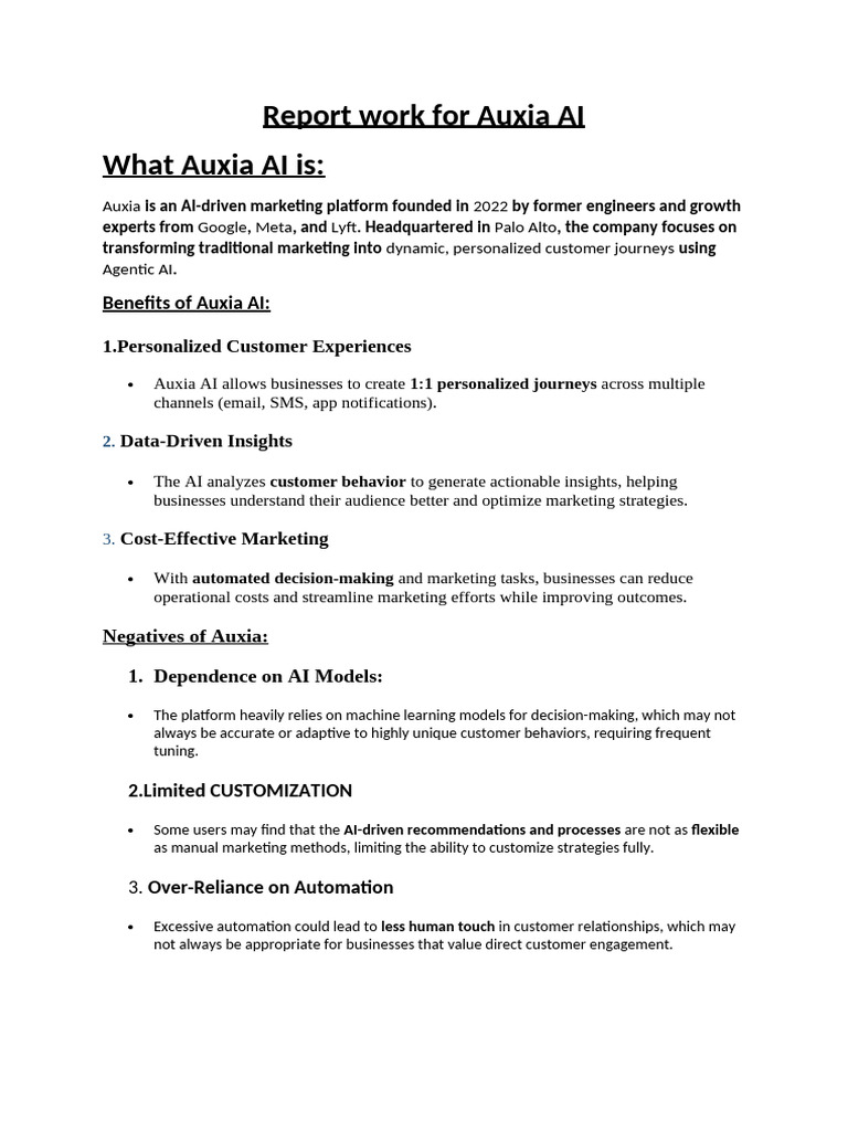 Auxia AI: Transforming Marketing Strategies | PDF