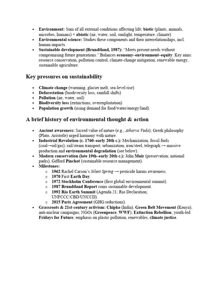 Environmental Science and Sustainability Overview | PDF ...