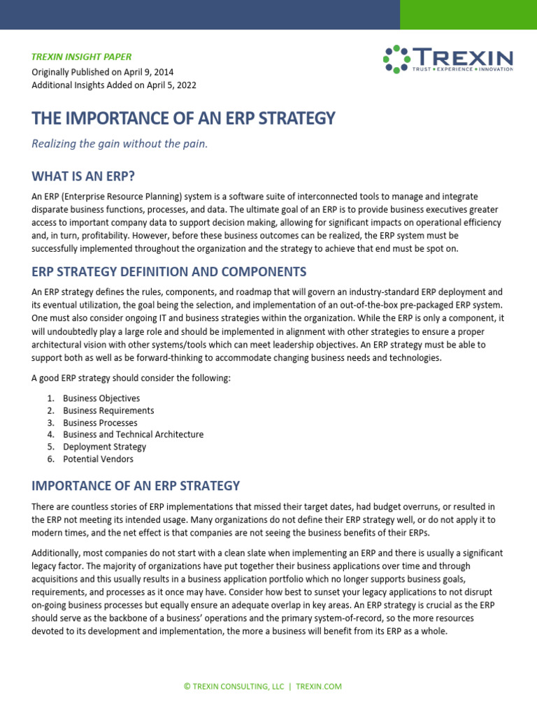 Defining an Effective ERP Strategy | PDF | Enterprise Resource Planning ...