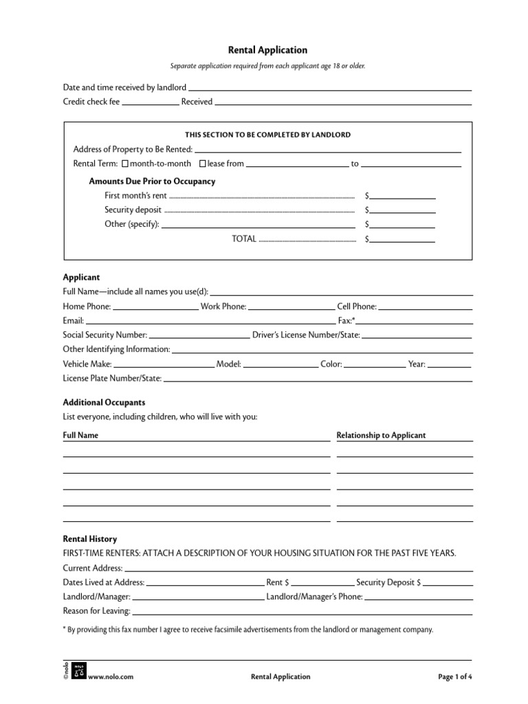 Rental Application Form Template | PDF | Lease | Landlord