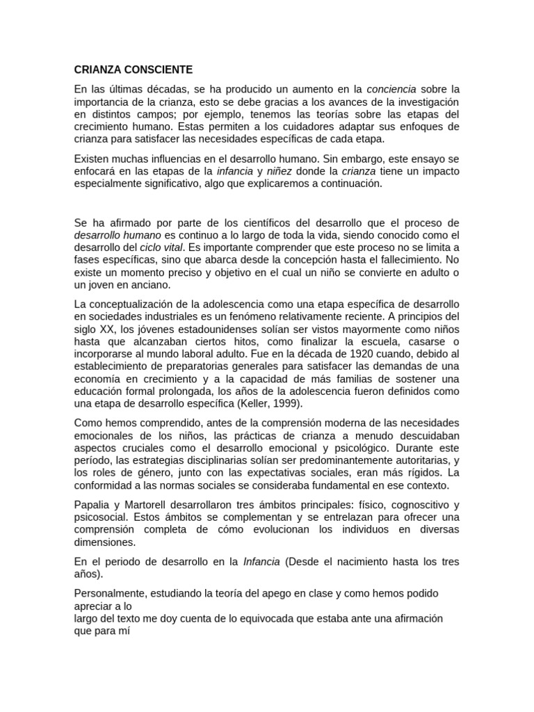 Importancia de la Crianza Consciente | PDF | Teoría de apego ...