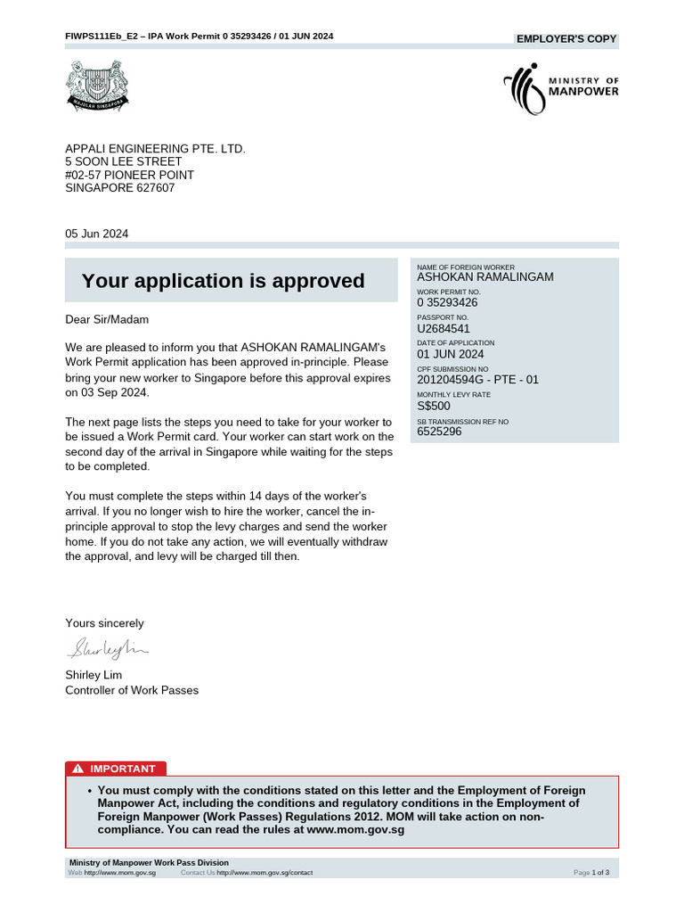 Appali Engineering Work Permit Approval | PDF | Employment