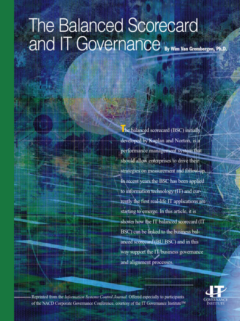 IT Governance and Balanced Scorecard | PDF | Governance | Business Value