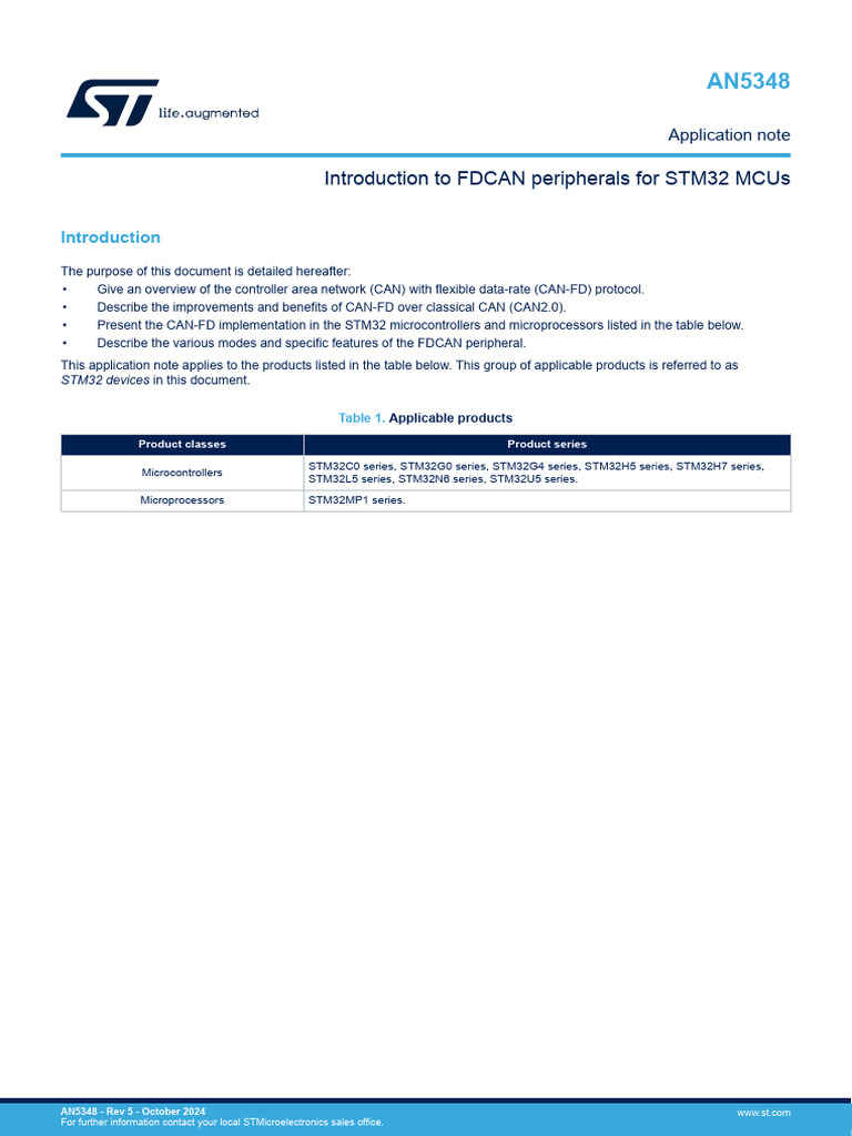 FDCAN Overview for STM32 Devices | PDF | Bit Rate | Microcontroller