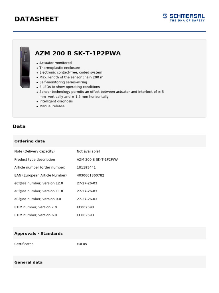 AZM 200 B SK-T-1P2PWA Datasheet | PDF | Insulator (Electricity ...
