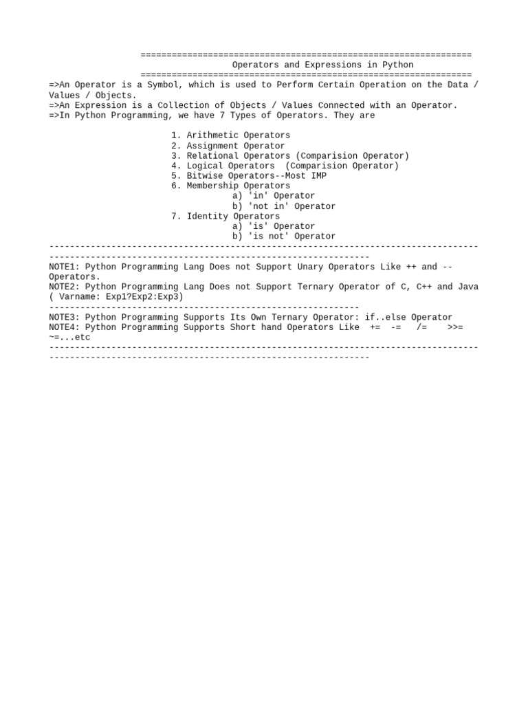 Python Operators and Expressions Guide | PDF