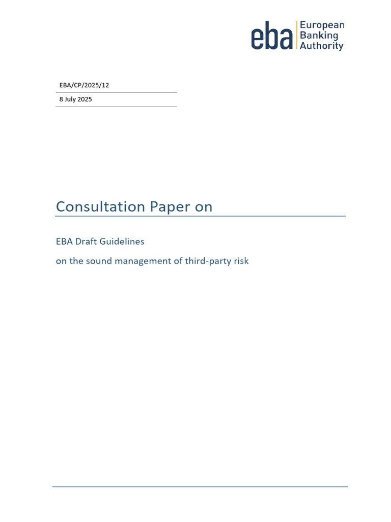 Consultation Paper On: EBA Draft Guidelines On The Sound Management of ...