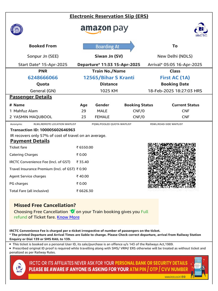 IRCTC Train Ticket Payment Summary | PDF | Identity Document | Payments