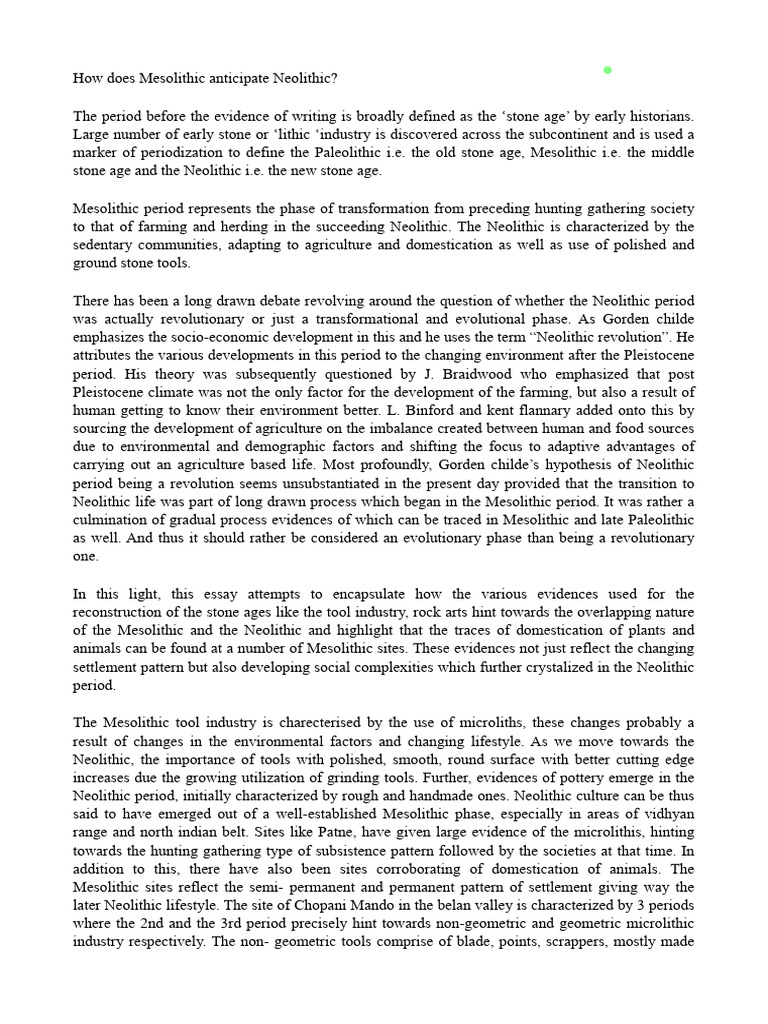 Mesolithic To Neolithic | PDF | Neolithic | Stone Age