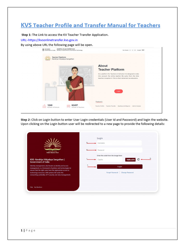 KVS Teacher Transfer Application Guide | PDF | Login | User (Computing)
