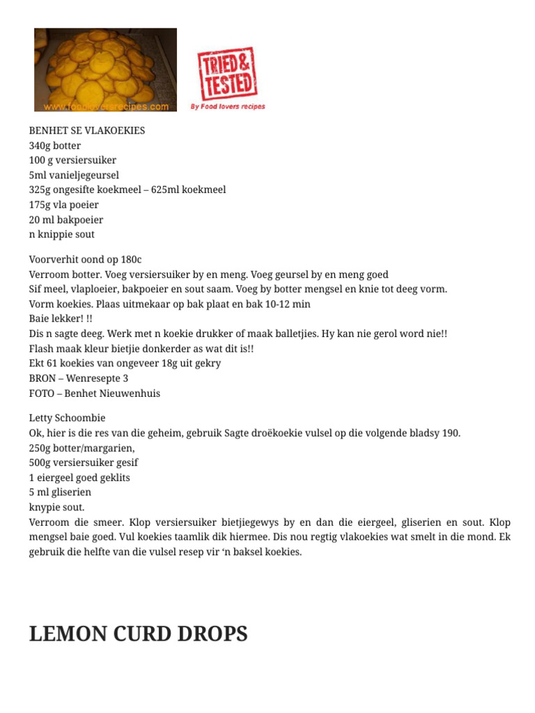 Category - Klein Koekies, Tertjies - Biscuits, Tartlets - Food Lovers ...