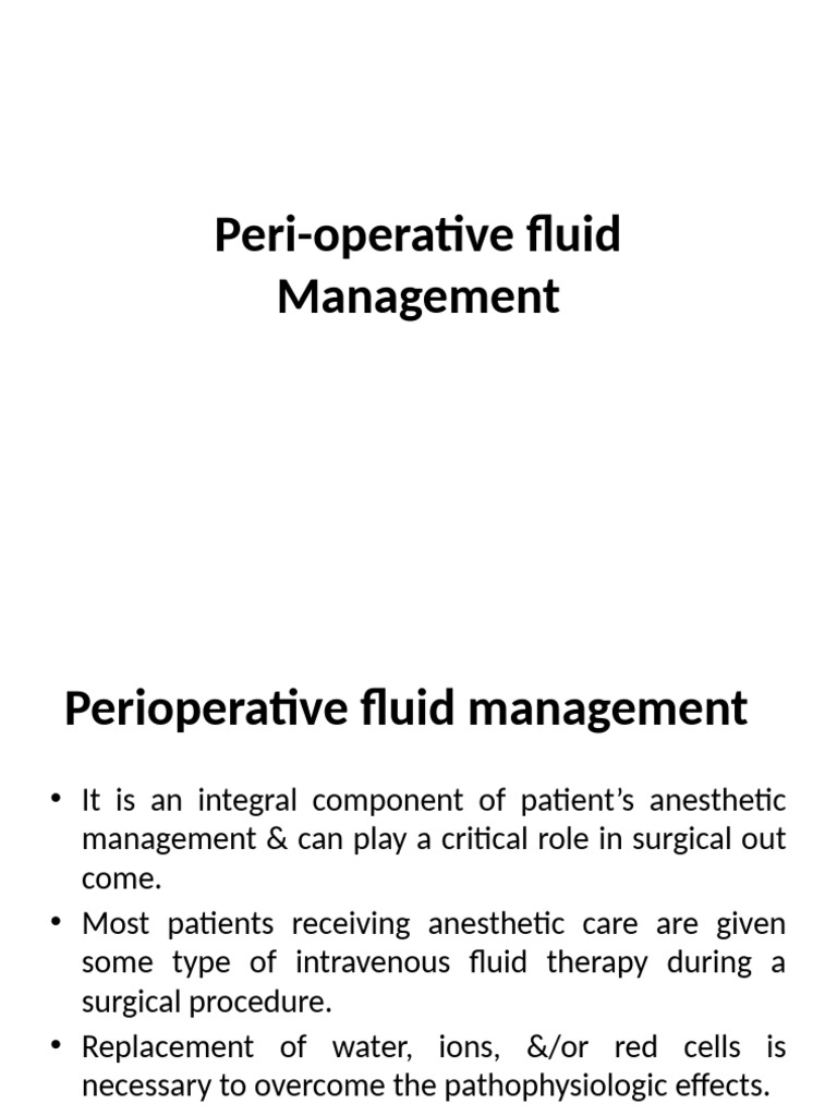 Intraoperative Fluid Management Guide | PDF | Saline (Medicine ...