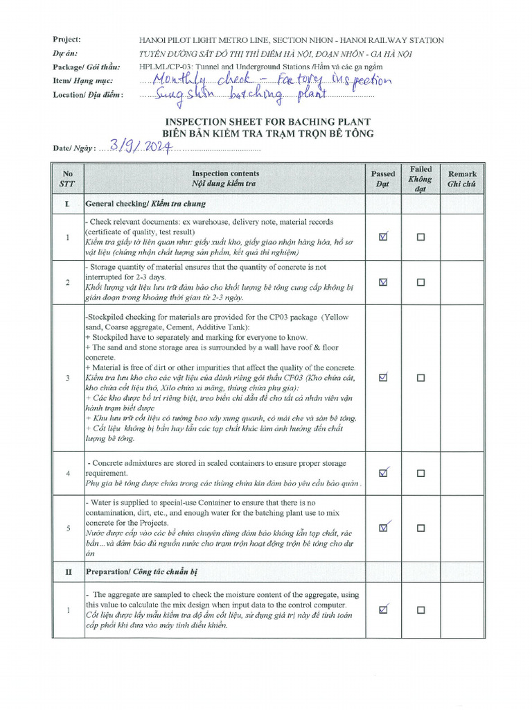 Sungshin Batching Plant Checking | PDF