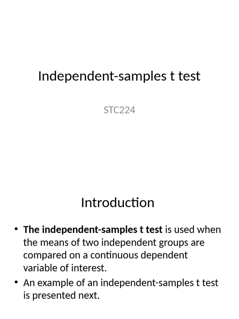 Independent-Samples T Test Overview | PDF | Student's T Test | Effect Size