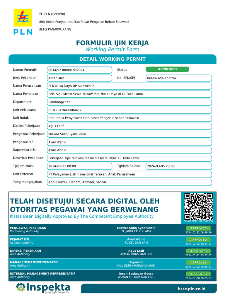 Izin Kerja dan Analisis Keselamatan PLN | PDF