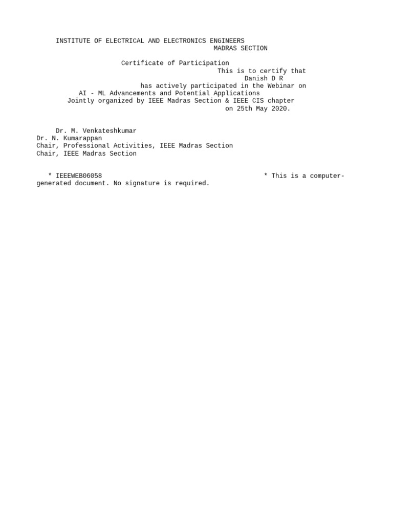 IEEE Certificates | PDF