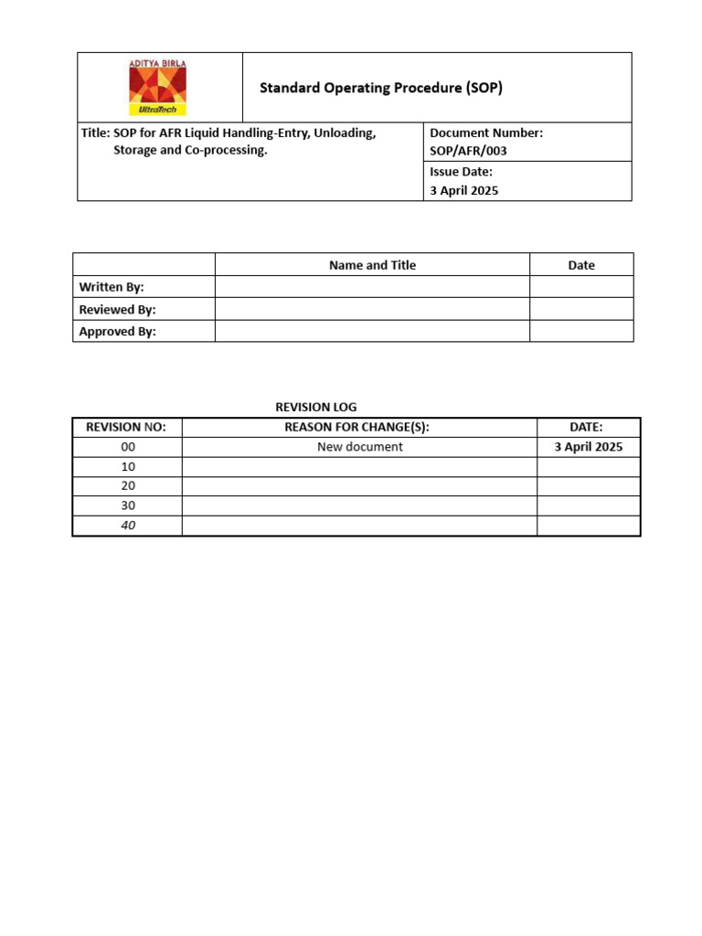 SOP for AFR Liquid Handling | PDF | Pump | Valve
