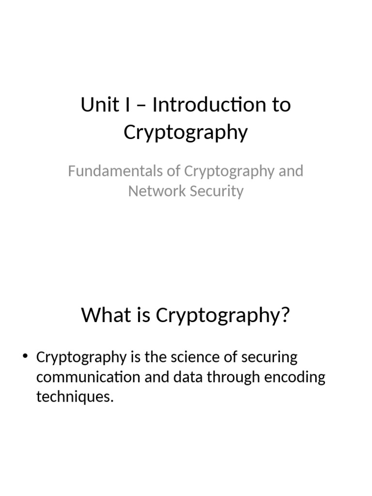 Unit_I_Introduction_to_Cryptography | PDF | Cryptography | Encryption