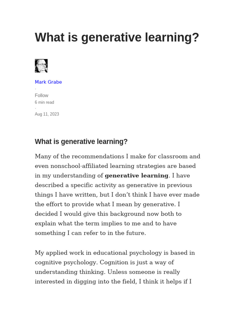 What Is Generative Learnin2 | PDF | Learning | Educational Psychology