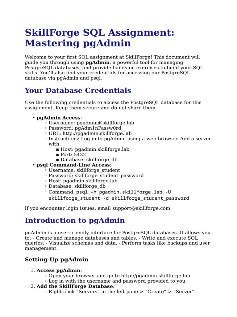 SQL Assigment | PDF | Postgre Sql | Databases