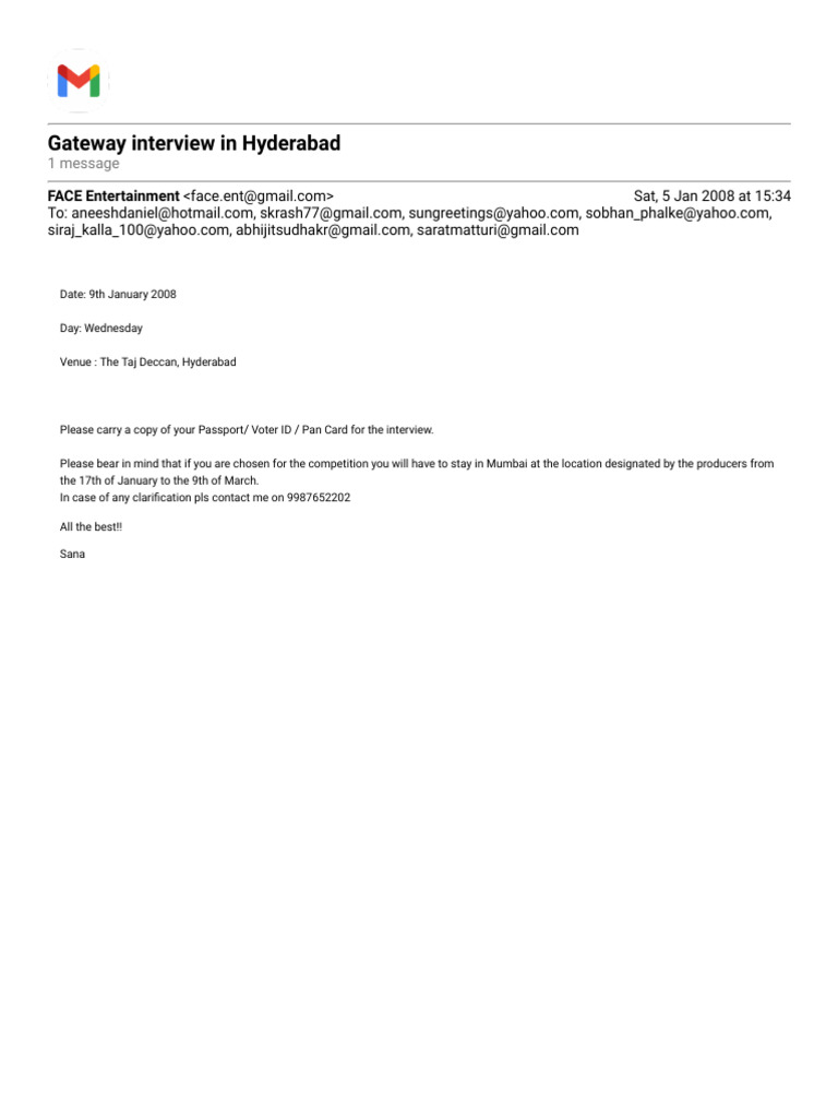 Gmail - Gateway Interview in Hyderabad | PDF