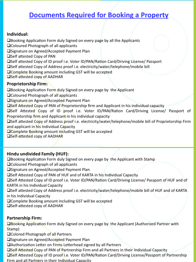 Property Booking Document Requirements | PDF | Government | Document
