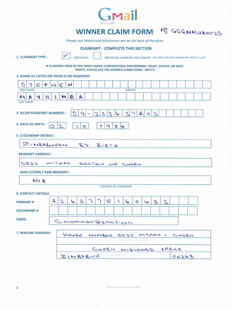 Claim Form Instructions and Privacy Notice | PDF