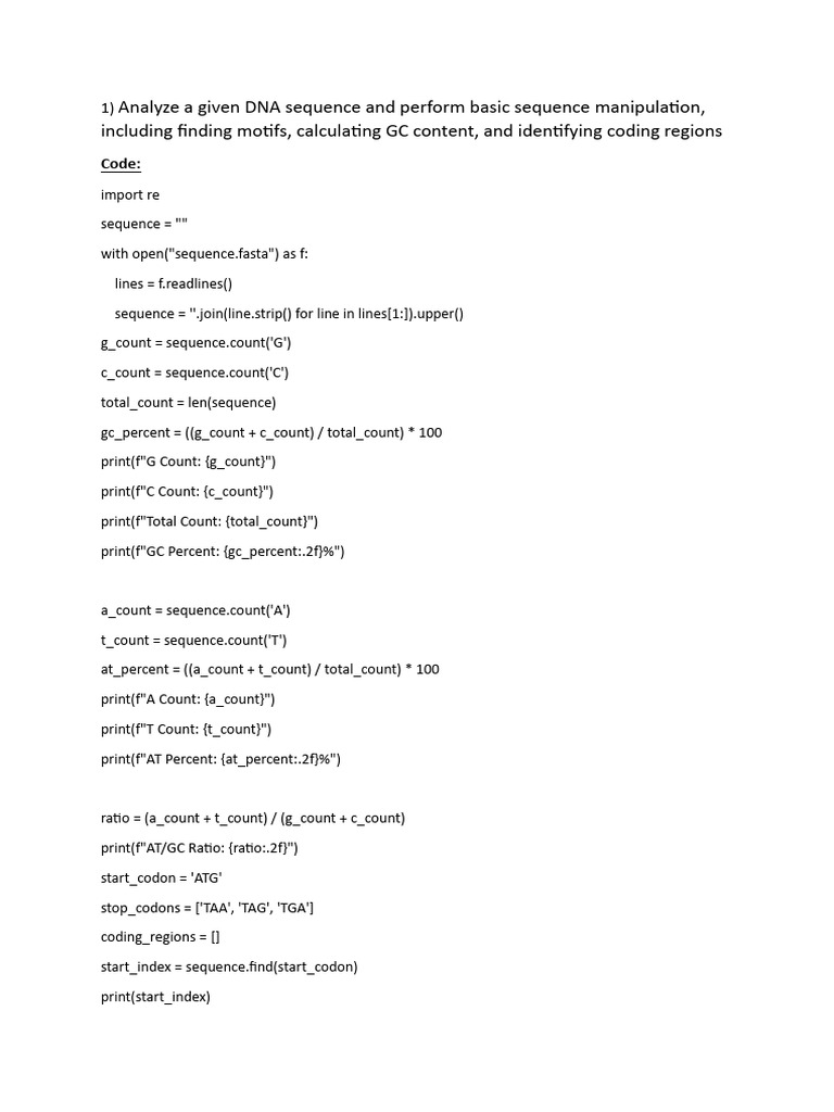 DNA Sequence Analysis and Manipulation | PDF