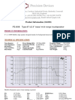 Precision Devices: Product Information (16/4/02) PD.808 Type:8"x2.0" Bass/mid Range Loudspeaker